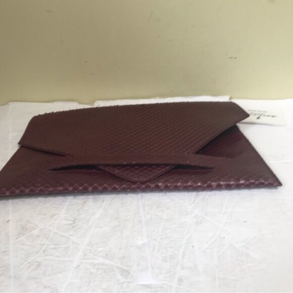 Alberta di Canio NEW Leather Clutch Bag Snake Animal Print Purse Minimalist Red - Picture 10 of 16